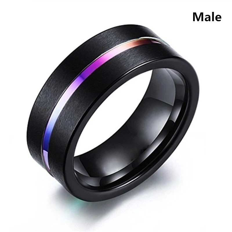 Fashion Couple Rings Trendy Rainbow Tungsten Carbide Men\'s Ring Cute Bow Purple Rhinestones Zircon Rings Set Wedding Ring Gift