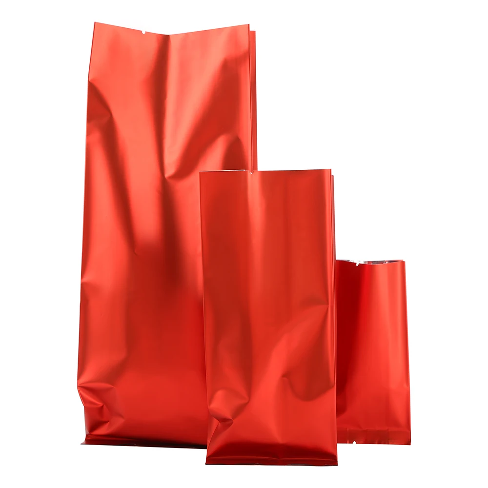 Matte Gold Aluminum Foil Organ Bag Side Folded 100pcs Red Plastic Side Gusseted Milk Powder Packing Pouch Black Coffee Bean Bags