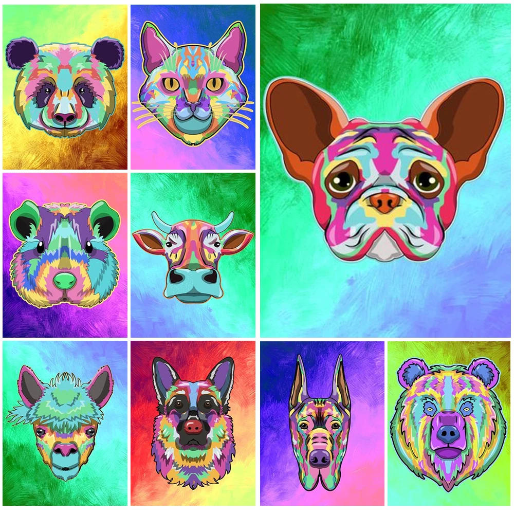 

Watercolor Cartoon Animals Colorful Dog Posters Wall Pictures For Living Room Nordic Poster Wall Art Canvas Painting Unframed