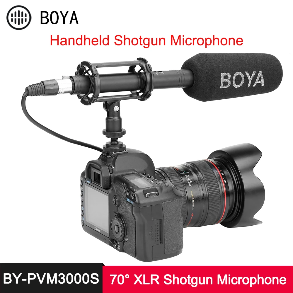 BY PVM3000 Shotgun Microphone 30°  50°  70° Supercardioid Electret Condenser Mic for DSLR Camera Camcorder Audio Recorder