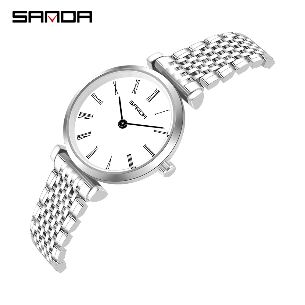 Sanda Super Slim Rose Gold Stainless Steel Watch Women Top Luxury Brand Waterproof Clock Ladies Quartz Watches Relogio Feminino