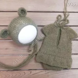 Photo Studio Clothing  Newborn Photography Props Mohair Bear Hat & skirt Bonnet