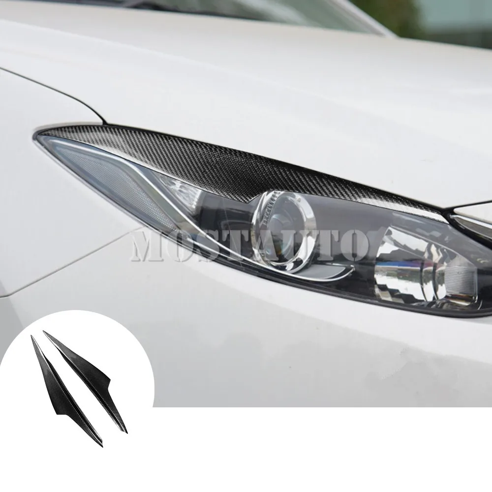 

For Mazda 3 Mazda3 Real Carbon Fiber Exterior Headlight Cover Eyelid Eyebrow Trim 2014-2018 2pcs Car Accessories
