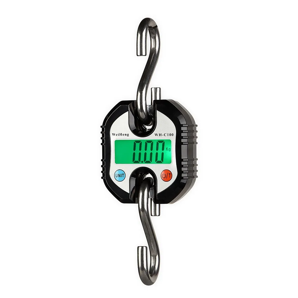 WH-C100 Heavy Duty Electronic Digital Stainless Steel Hook Scale Hanging Crane Scale LCD Loop Weight Balance Double Accuracy