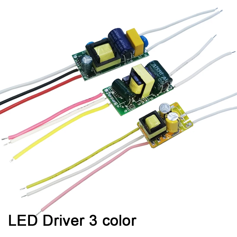 Controlador LED 3 colores AC90-265V 1-3W 4-7W 8-12W corriente 250mA transformadores de iluminación para fuente de alimentación de bombilla LED doble