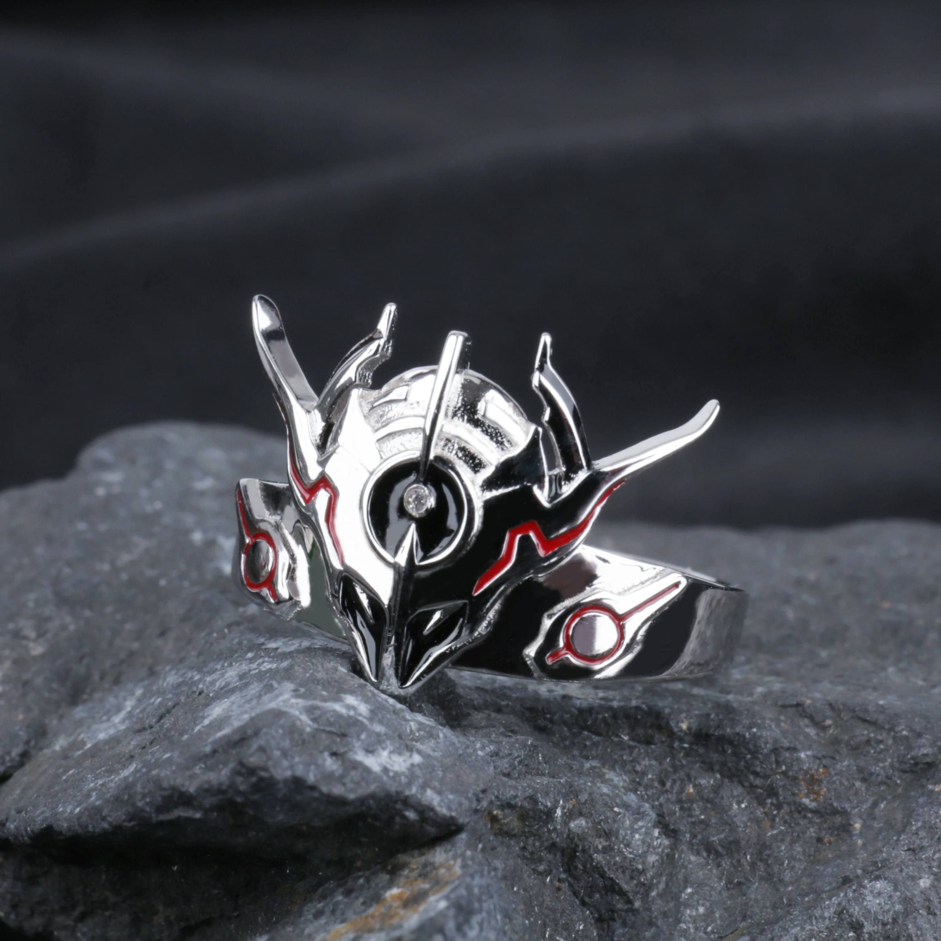 TWINKANIME S925 Sterling Silver Kamen Anime Rider Evol Ring Adjustable About 7-9# For Men Women Holiday & Birthday Gifts