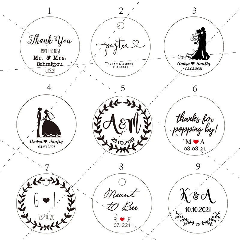 Y2-200pcs 35mm diameter round Custom wedding labels, Personalised thank you tags Custom monogram wedding envelope initial seals