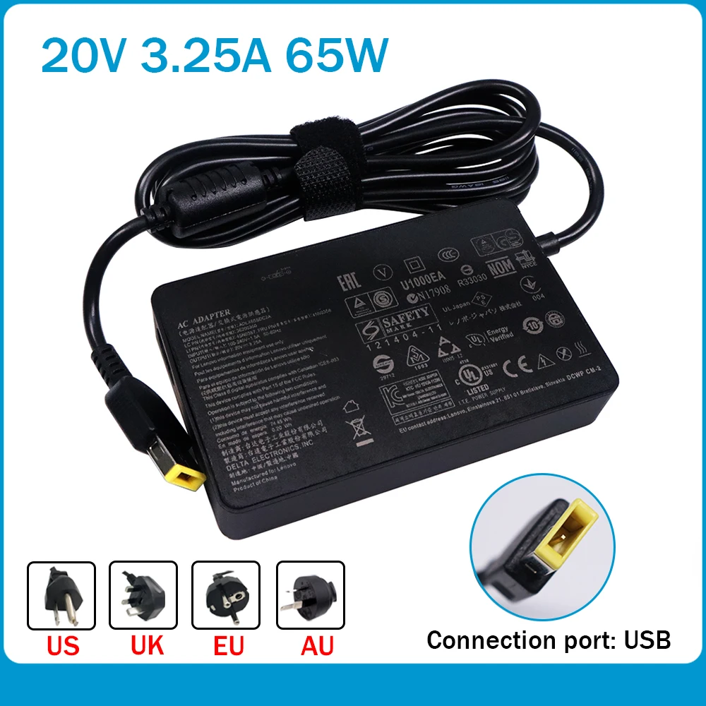 ADLX65SDC2A 20V 3.25A USB AC Power Adapter For Lenovo yoga11 yoga13 ×1 G500 G505 45N0358 ADP-65XBA PA-1650-37LC