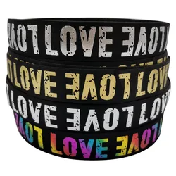 Fabric Elastic Band Printing LOVE Bright Color Swimsuit Stretch Cross-border Clothing Webbing 2cm 25mm 30mm 40mm Elastic Ribbon