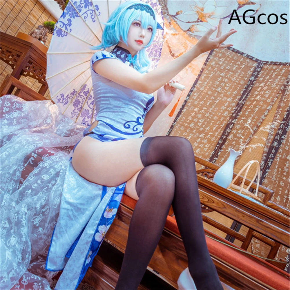 

AGCOS Customsizd Genshin Impact Eula Cosplay Costume Woman Dress Cheongsam Game Eula Sexy Cosplay