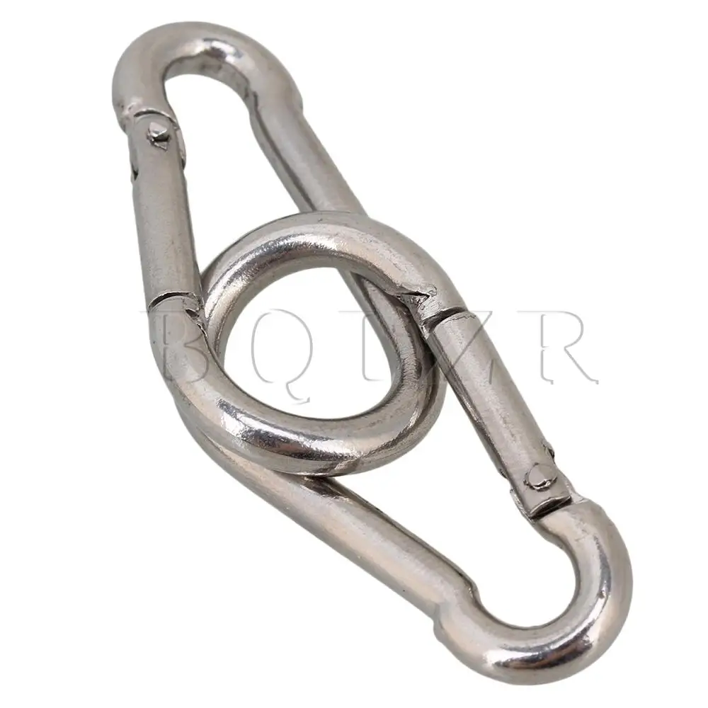 BQLZR 5pcs 304 Stainless Steel Spring Snap Quick Link Lock Ring Carabiner M4 40mm