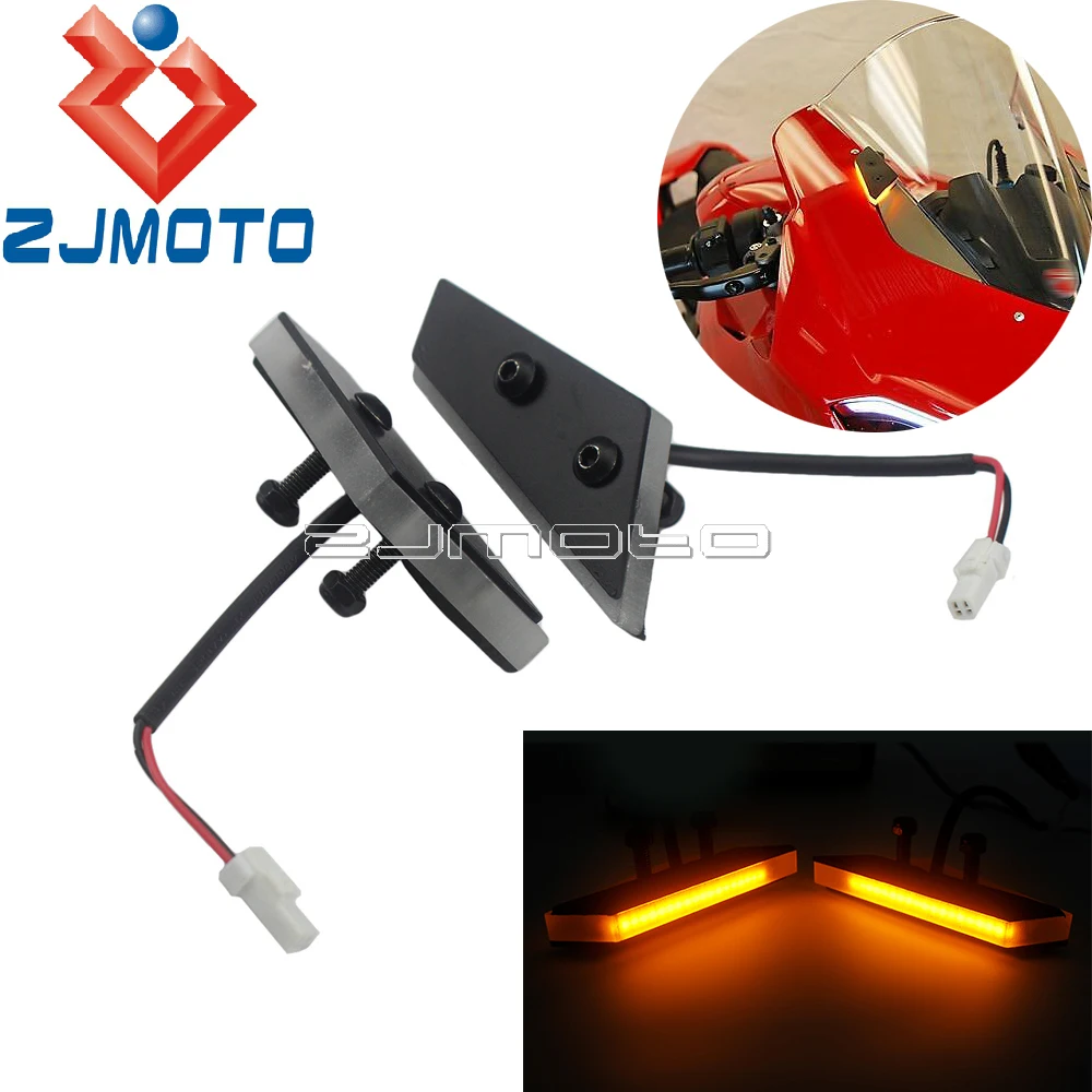 

Motorcycle Turn Indicator Lights Mirror Block Off LED Turn Signals For Ducati Panigale V4 V4S V4 Speciale V4R Aluminum Blinkers