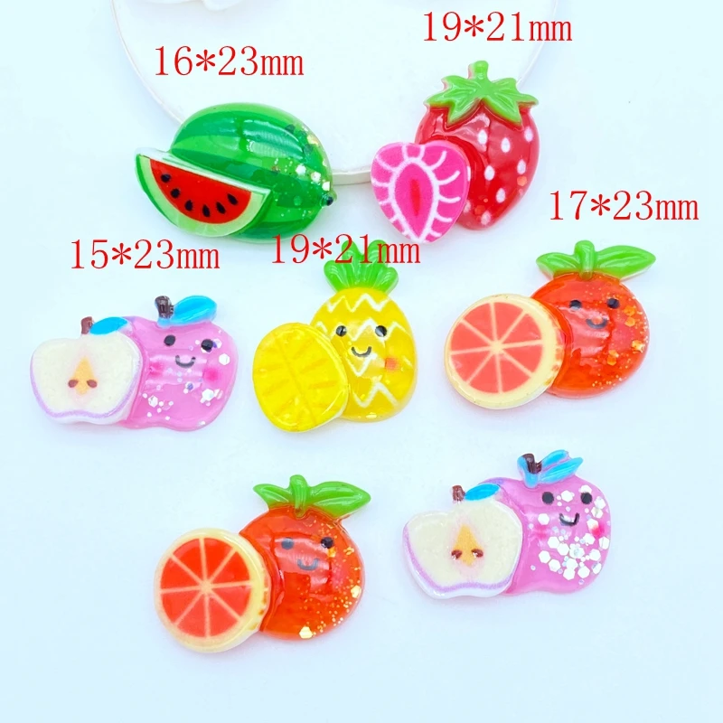 20Pcs New Mini Cute Shiny Fruit Collection Flat Back Resin Cabochons Scrapbooking DIY Jewelry Craft Decoration Accessorie K41