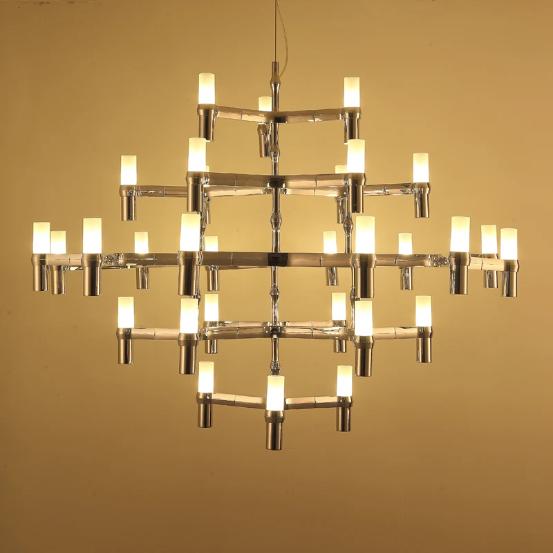 Nordic Postmodern Lighting Black/white/Chrome/Gold 12/30 Heads Aluminum Candle Pendant Light