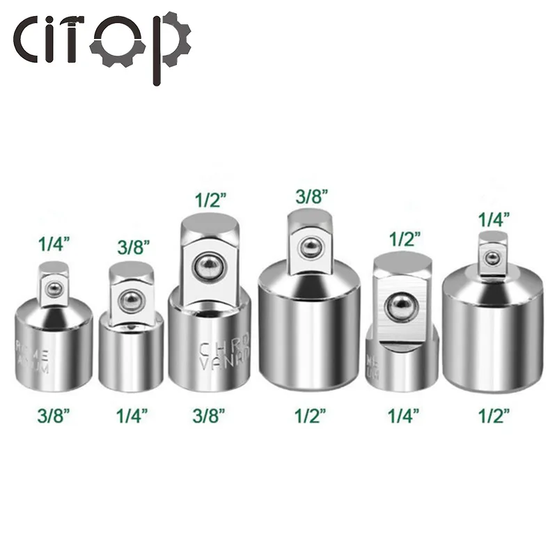 Citop 1/4 3/8 1/2  Wrench-sleeve Joint Converter Ratchet Wrench Adapters Chrome Vanadium Steel CR-V Drive Socket Adapter