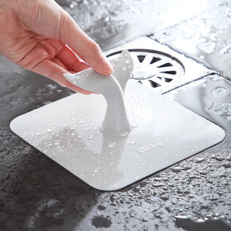 Bathroom White Whale Shape Floor Drain Cover Shower Accessories Lift Easily Sewer Cover Pipe Dredging Silicone Water Barrier