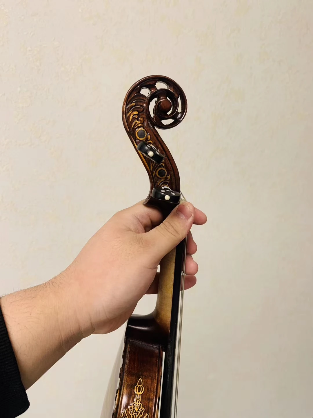 Fingerboard Carved inlaid shells Bird\'s Eye Maple！4/4 3/4 Stradivarius Violin violino Best Tone! bow case strings Aubert Bridge!