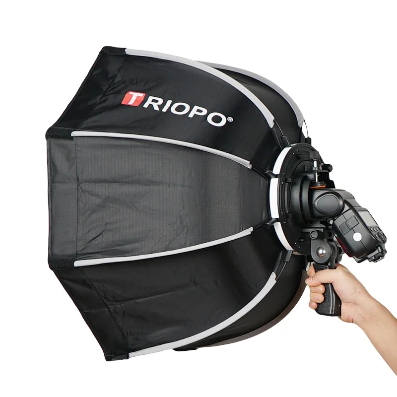 Triopo 90cm Speedlite Portable Octagon Umbrella Softbox+2M 1/4 Screw Light Stand Tripod Suit for Godox Speedlite Flash Light