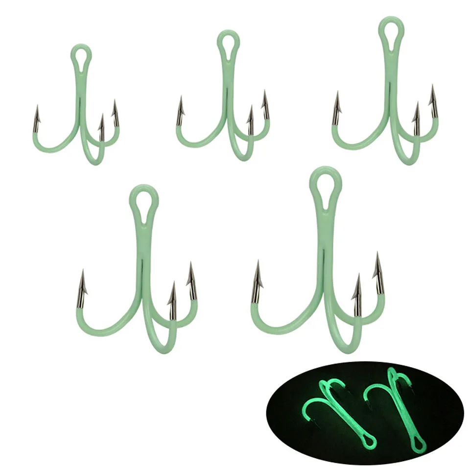 Loogdeel 10PCS/Lot Luminous Fishing Hooks Fishhooks Fishing Accessories Supplies Lures Glow In Night 2# 4# 6# 8# 10#