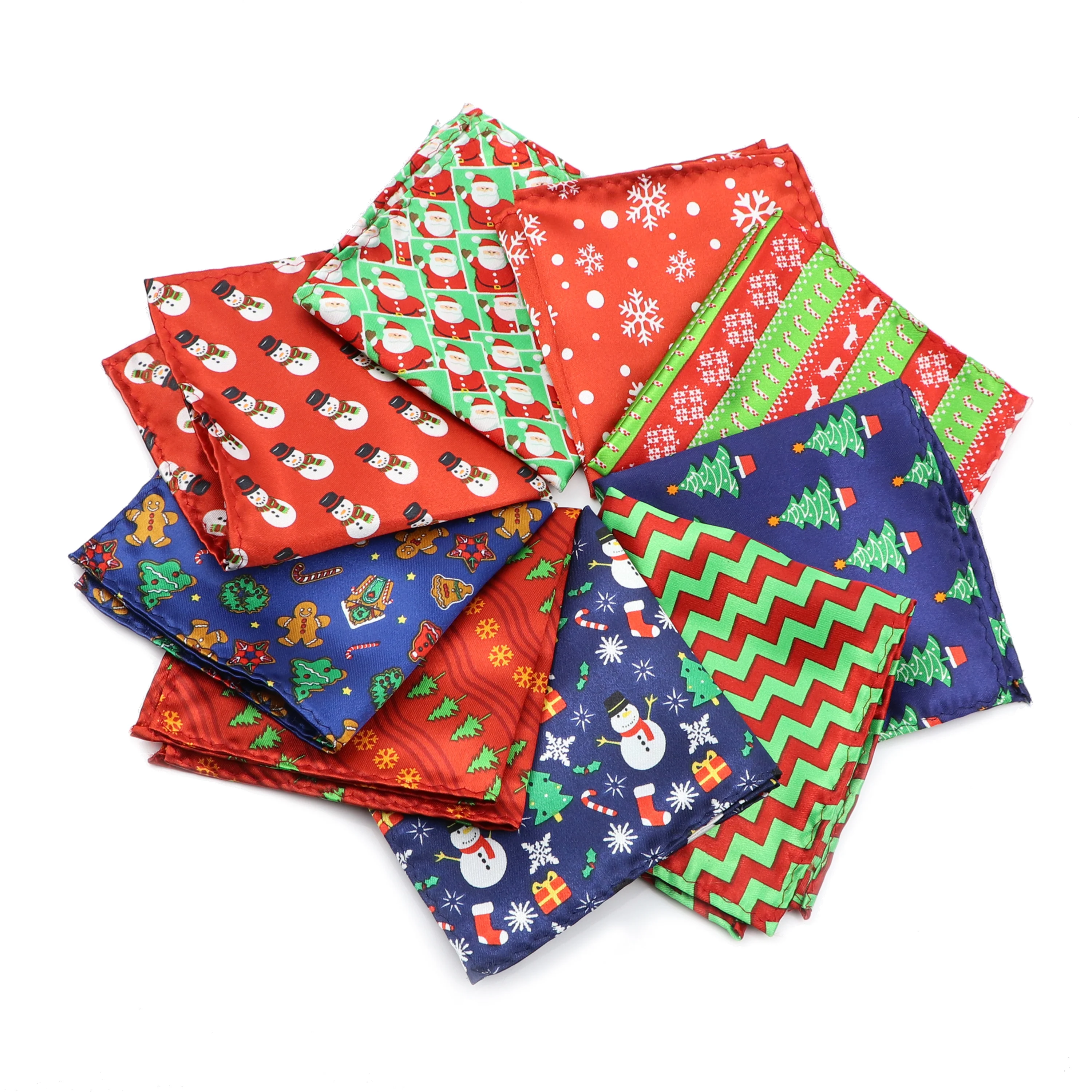 

New Christmas Handkerchief Polyester Hankie Pocket Square Hand Made 22cm Women&Men Casual Party Gift Tuxedo Bow Tie Accessory