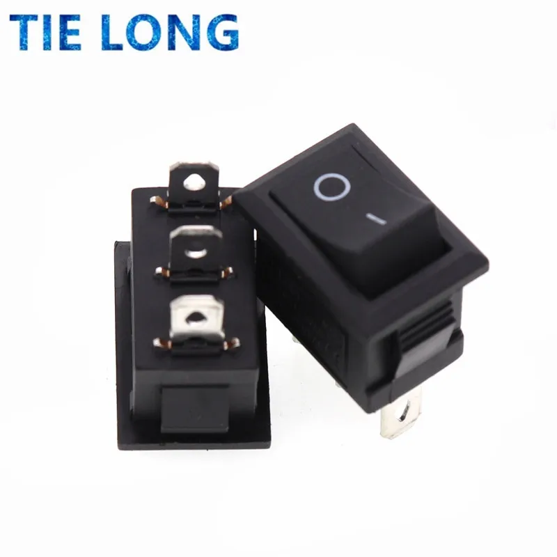 10Pcs Drukknop 10X15Mm Spst 2Pin 3pin 3A 250V KCD11 Snap-In Op off Boat Rocker Switch 10Mm * 15Mm Zwart Rood Wit