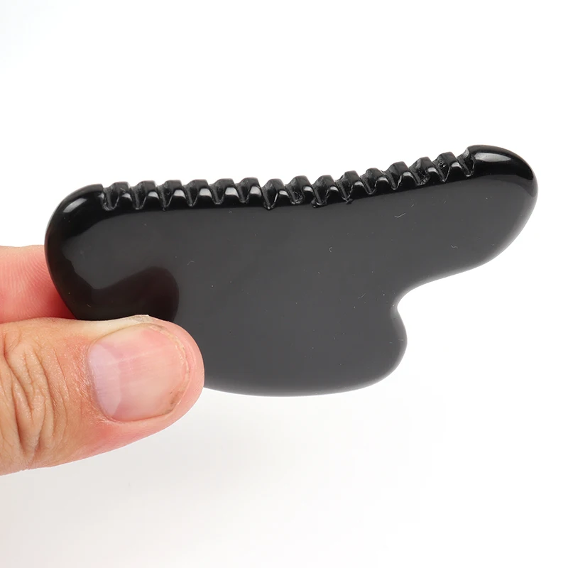 Black Obsidian Sawtooth Face Gua Sha Tool Skin Care Massage Body Natural Crystal Mineral Stone Massager Health Beauty Product