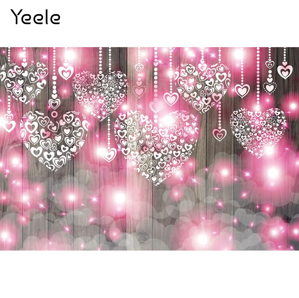 Yeele Valentine's Day Love Heart Light Bokeh Wooden Boards Photography Backdrop Photographic Backgrounds For Photo Studio