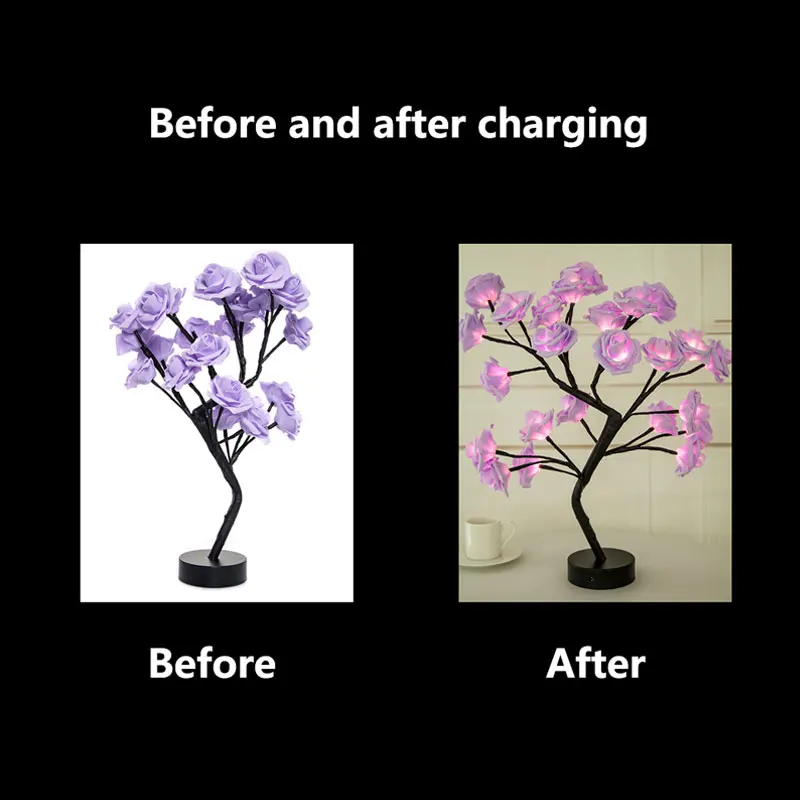 1PCS Rose Shape Night Light Beautiful Rose Shape USB Lamp For LED Light Parties Wedding Decor Versatile Decorative Lamp