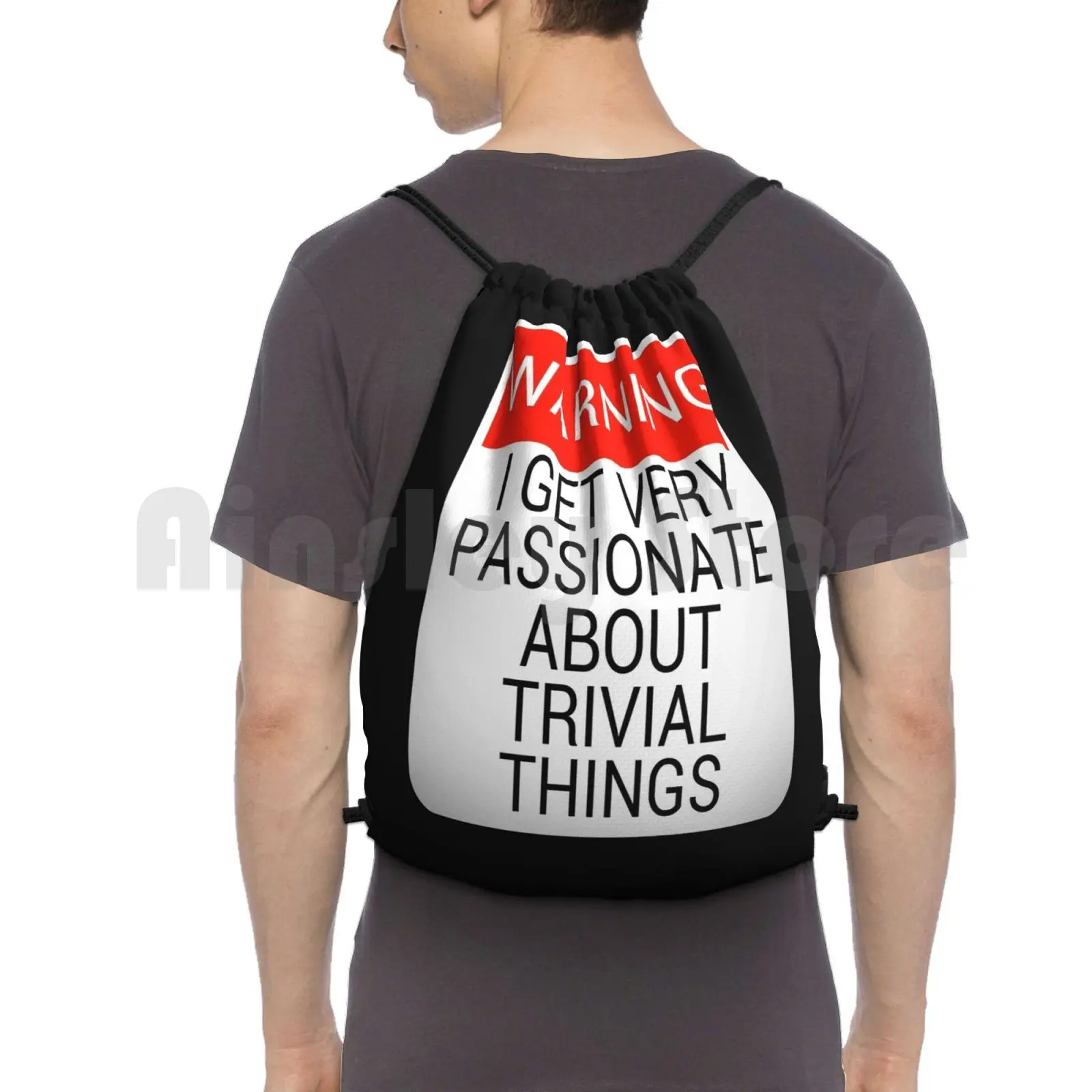 Trivial Things Backpack Drawstring Bags Gym Bag Waterproof Nerd Geek Comic Video Game Anime Star Fanatic Collector