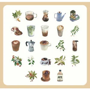 Schöne Schreibwarenaufkleber für Scrapbooking, 46 Stück, Kawaii -Tagebuch, Kaffeepflanze, DIY, Vintage Decorative Sticker, Schulbedarf 8 Hauptverkaufsaufkleber Cantinho machen Kaffee - №1