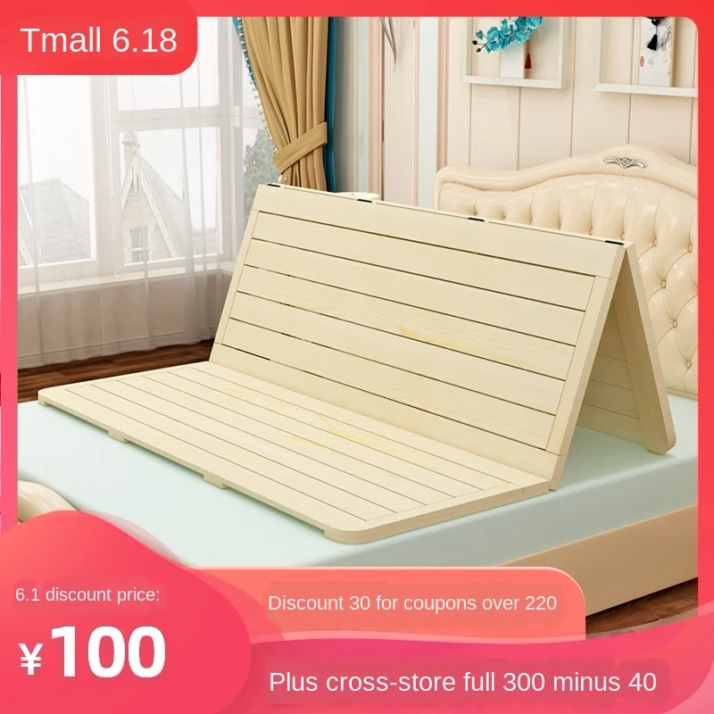 Hardboard Bed Pine Modern Simple Folding Row Skeleton Home Solid Wood Comfortable Waist Support Correction Widening Mattress