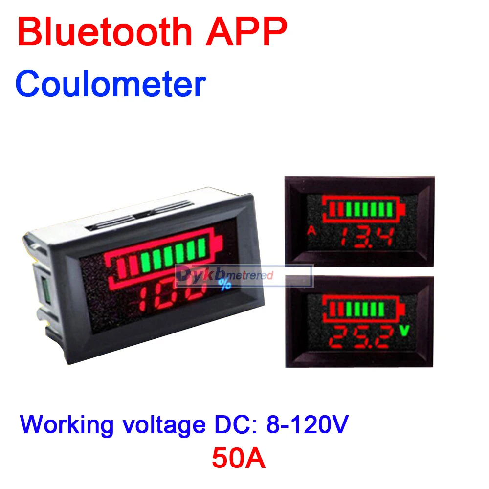 Bluetooth APP Battery Monitor DC 8-120V 50A Capacity Power display Tester METER LiFePO4 Li-ion lithium lead-acid 12V 24V 36V 48V