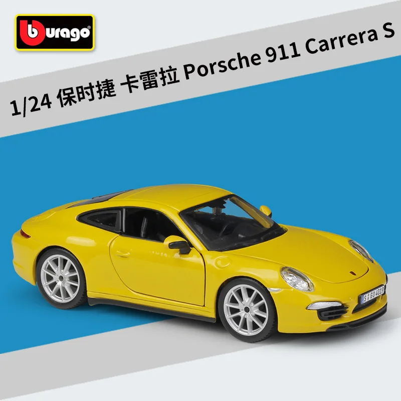 Bburago 1:24 Porsche Carrera S  Black simulation alloy car model Collect gifts toy