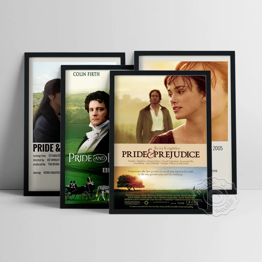 ملصق فيلم Pride & Prejudice، صورة جدارية لغطاء كتاب جين أوستن، لوحة جدارية على شكل فيلم عتيق، مجموعة المشجعين المطبوعات الفنية