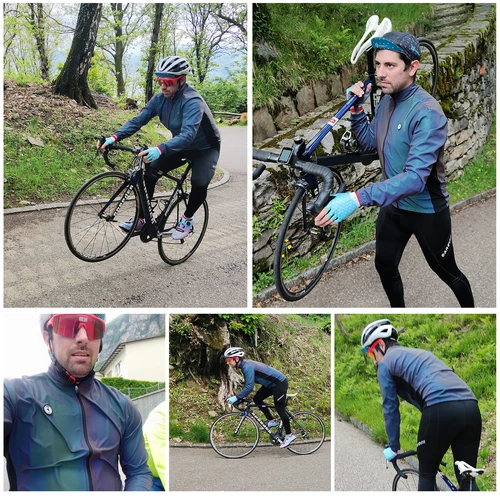 Imagen 2 del producto DAREVIE Chaqueta de ciclismo reflectante para hombre y mujer, cortavientos impermeable a prueba de viento, Invierno