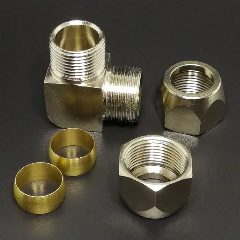 Fit Rohr OD 4/6/8/10/12/14/16mm Messing Ellenbogen 90 grad Kompression Rohr Fitting Union Adapter Stecker