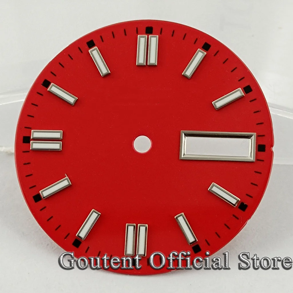 7 Types 29mm Sterile Green/Yellow/Red Watch Dial For Mens Watch Green Luminous Fit For NH36 NH36A Movement