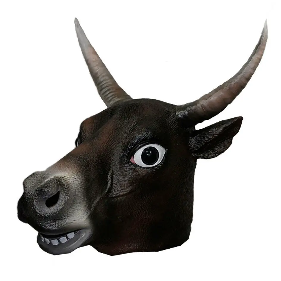 Latex Realisitc Animal Mask Cow Farmyard Character Props Halloween Party Carnval