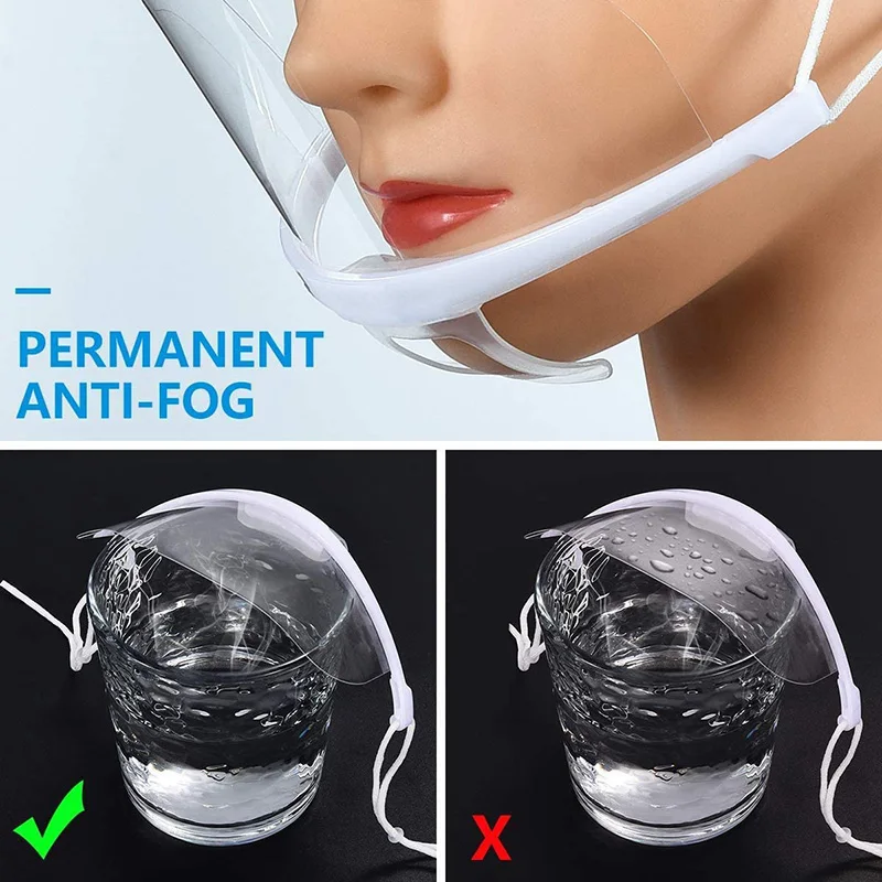 Transparent Smile Mask Catering Waiter Chef Anti-Fog For Food Handlers Commercial Restaurant Hotel Waiter Chef Beauty Salons