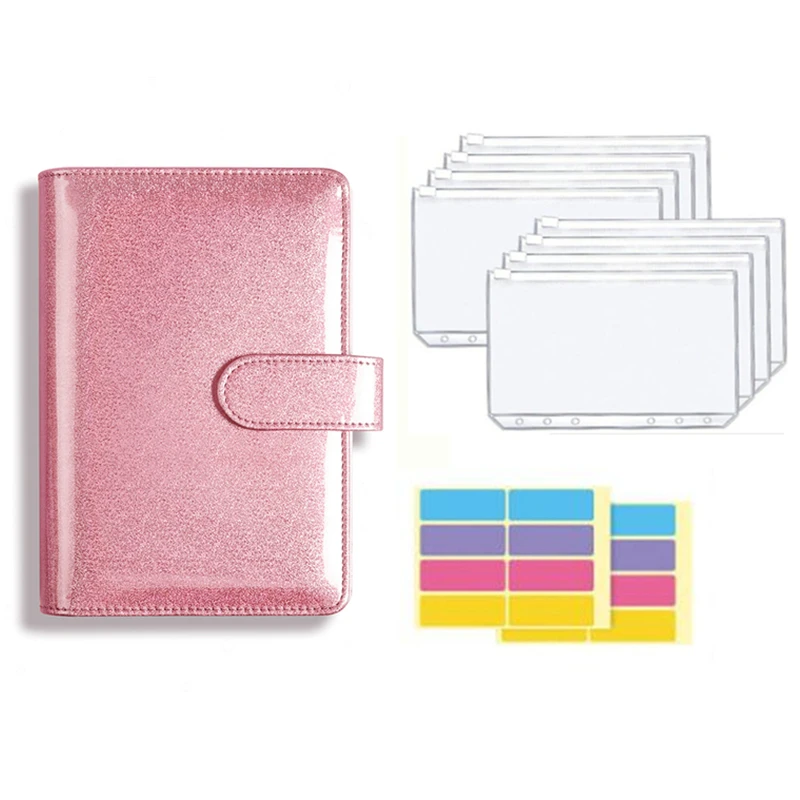 

A5 A6 Budget Binder Planner With 8 Pieces Cash Envelopes Colorful PU Leather Notebook Binder Pockets