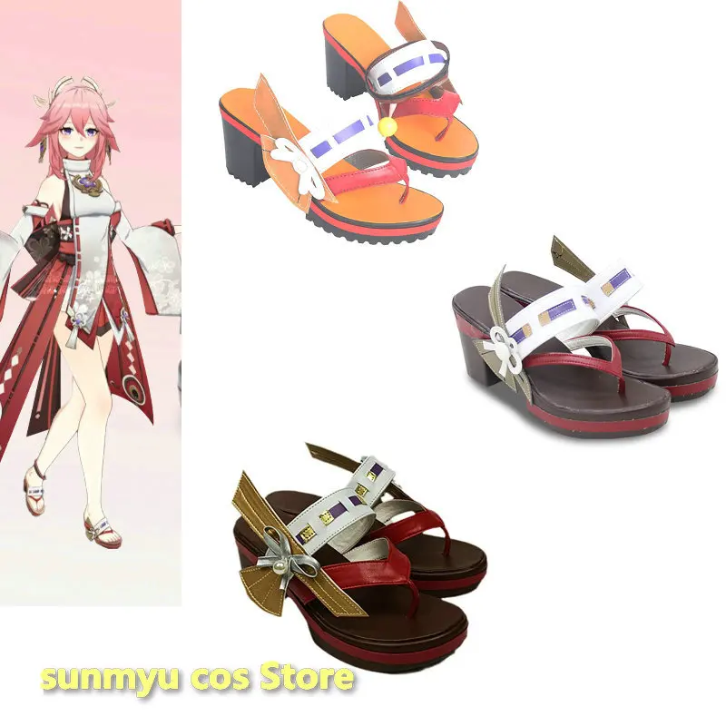 

Game Genshin Impact Yae Guuji Shoes Cosplay Custom Size Halloween