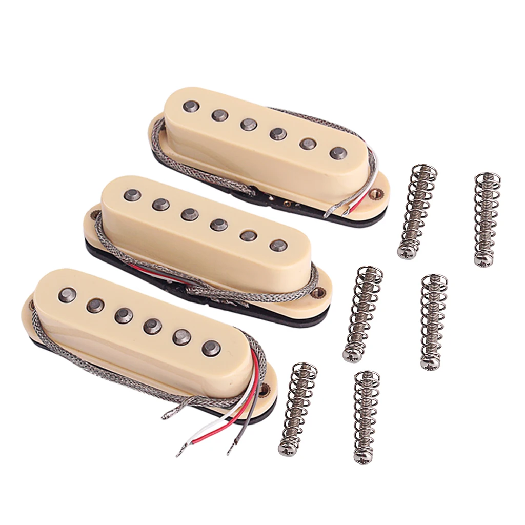 3 x Beige Single Coil Electric Guitar Pickup Set 48-50-52MM Spacing