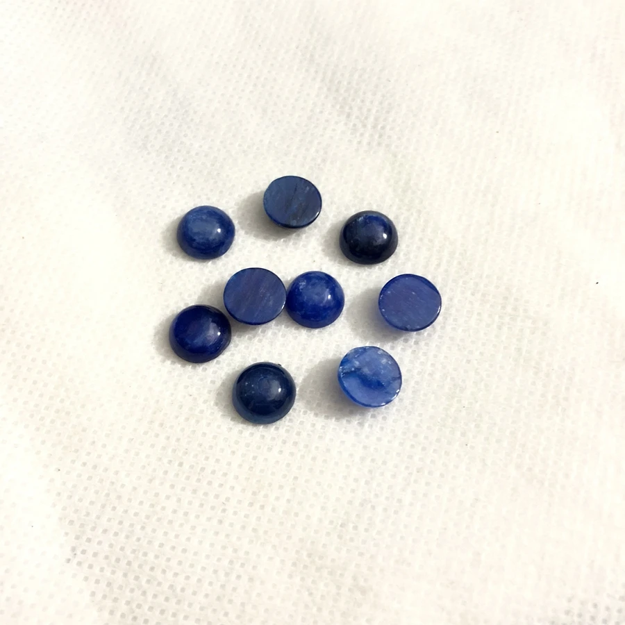 Wholesale 5pcs/pack Natural Blue Kyanite Bead Cabochon 8mm Round Cabochon8x10mm Oval Cabochons,Loose Gem Stone Ring Face