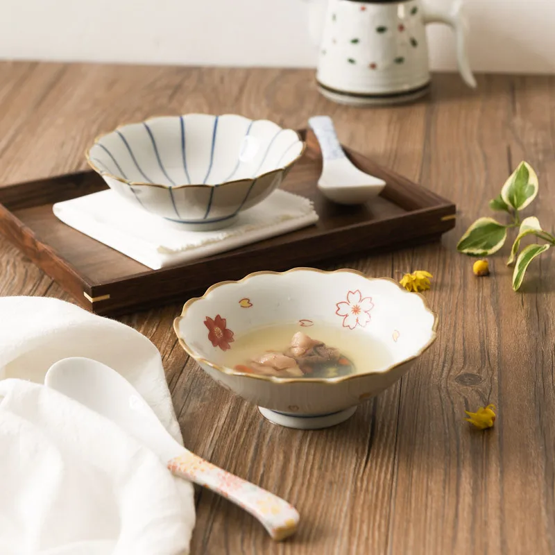 Small Cute Ceramic Flower Shaped Dessert Bowls, Handmade Fruit, Ice Cream Dishes, Eco Friendly Japanese Tableware