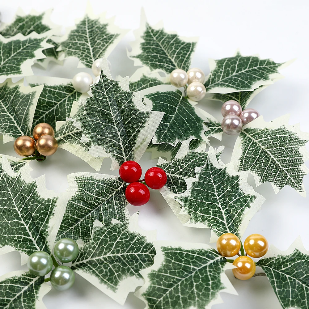 

10PCs Artificial Berries Leavs Plants Christmas Decoration Xmas Tree Ornaments for Home Decor New Year 2023 Gift Box Accessories
