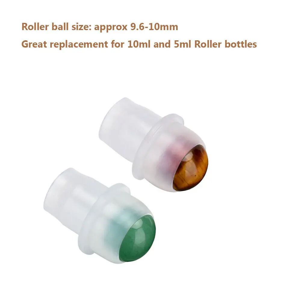Natürliche Edelstein-Jade-Rollerflasche, Kunststoff-Holzmaserungsdeckel für ätherische Öle, Kristallrollenkugel, 10 ml, 10 Stück P230 – Detail 5