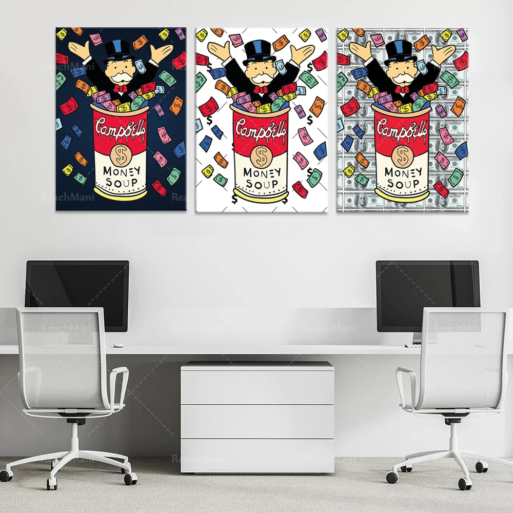 Monopoly Soup, Monopoly Mr. Canvas, Qiantang Wall Art, Monopoly Games, Alec Monopoly, Home Decoration,