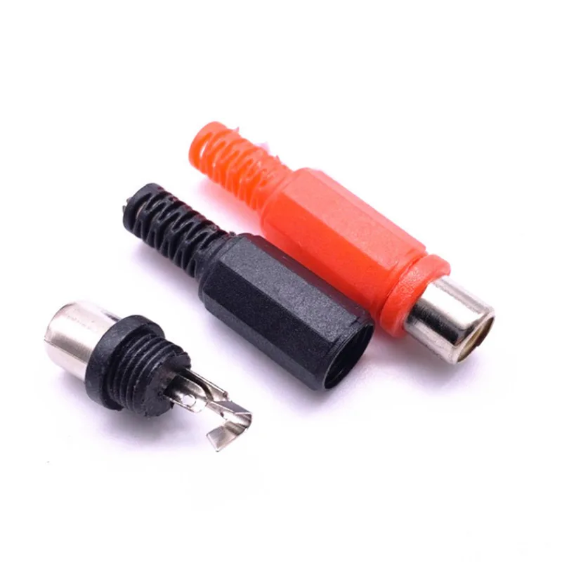 10pcs 5red 5black Plastic lotus audio and video  RCA male welding head AV male plug/Female socket lotus plug welding connector