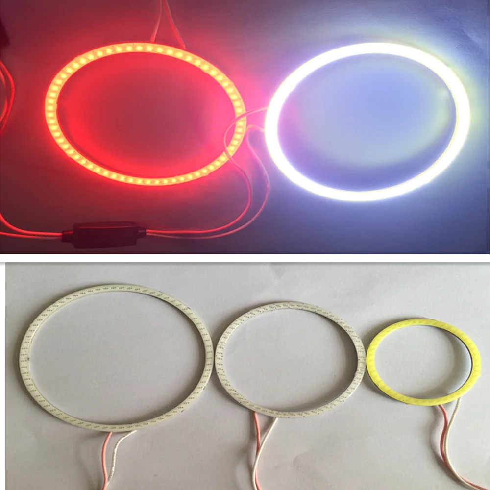 

Cob angel eye автомобильный aureol 60мм 70мм 80мм 90мм 100мм 120мм фара автомобиля angel eye мотоцикл 9-30В красный, зеленый, синий и белый