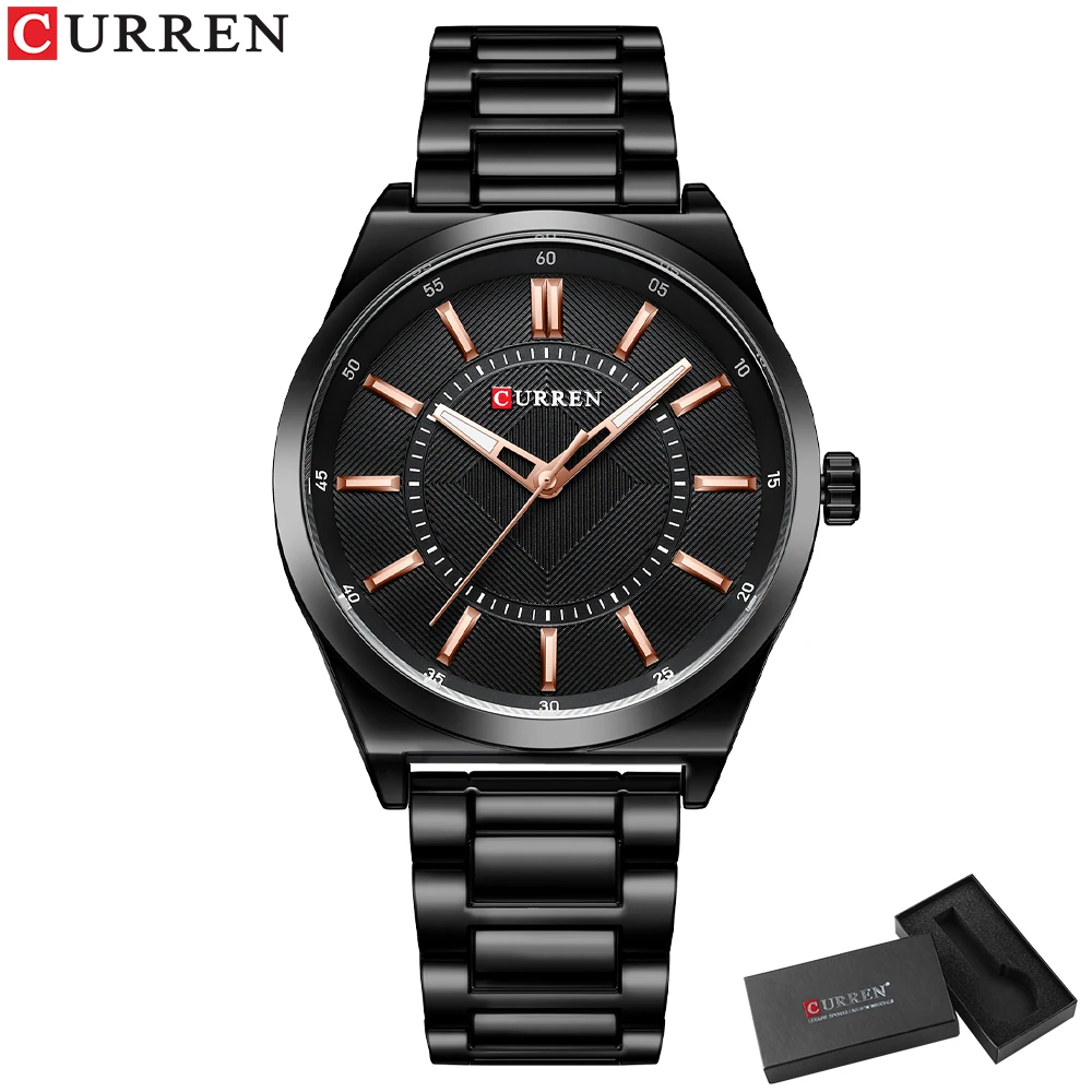 CURREN Mann Uhr Mode Edelstahl Quarz Armbanduhren Top Marke Einfache Dünne Uhren für Männer Gold Uhr 5